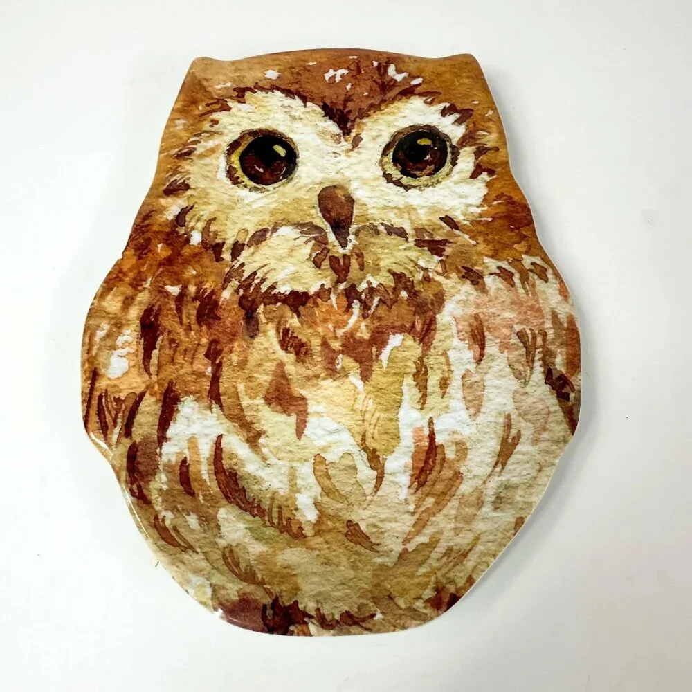 Pier 1 Natural Owl Shaped Melamine 9'' Serving Plate Platter dish